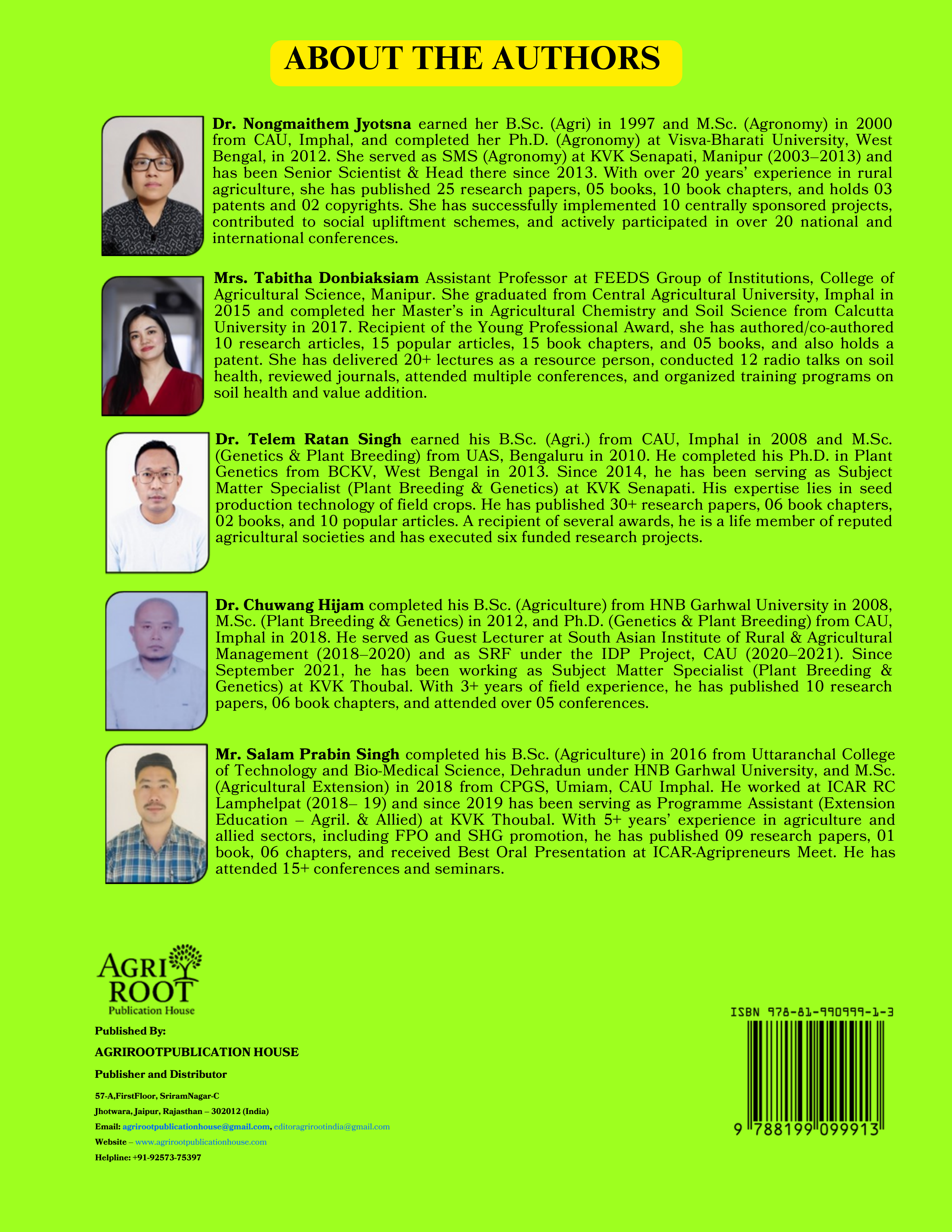 Back cover: Advanced Agricultural Technologies for Sustainable Agriculture