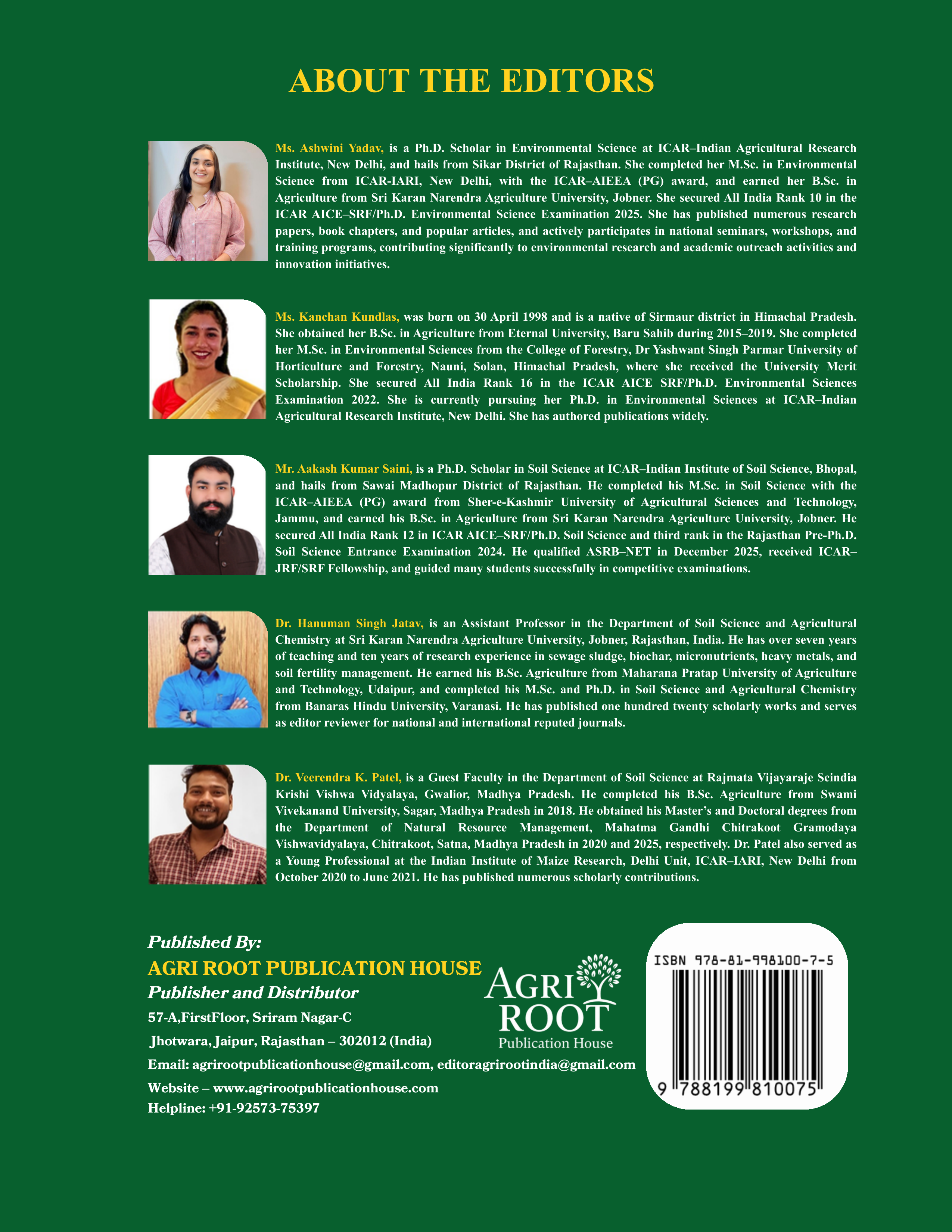 Back cover: Advances in Environmental Science and Sustainable Development