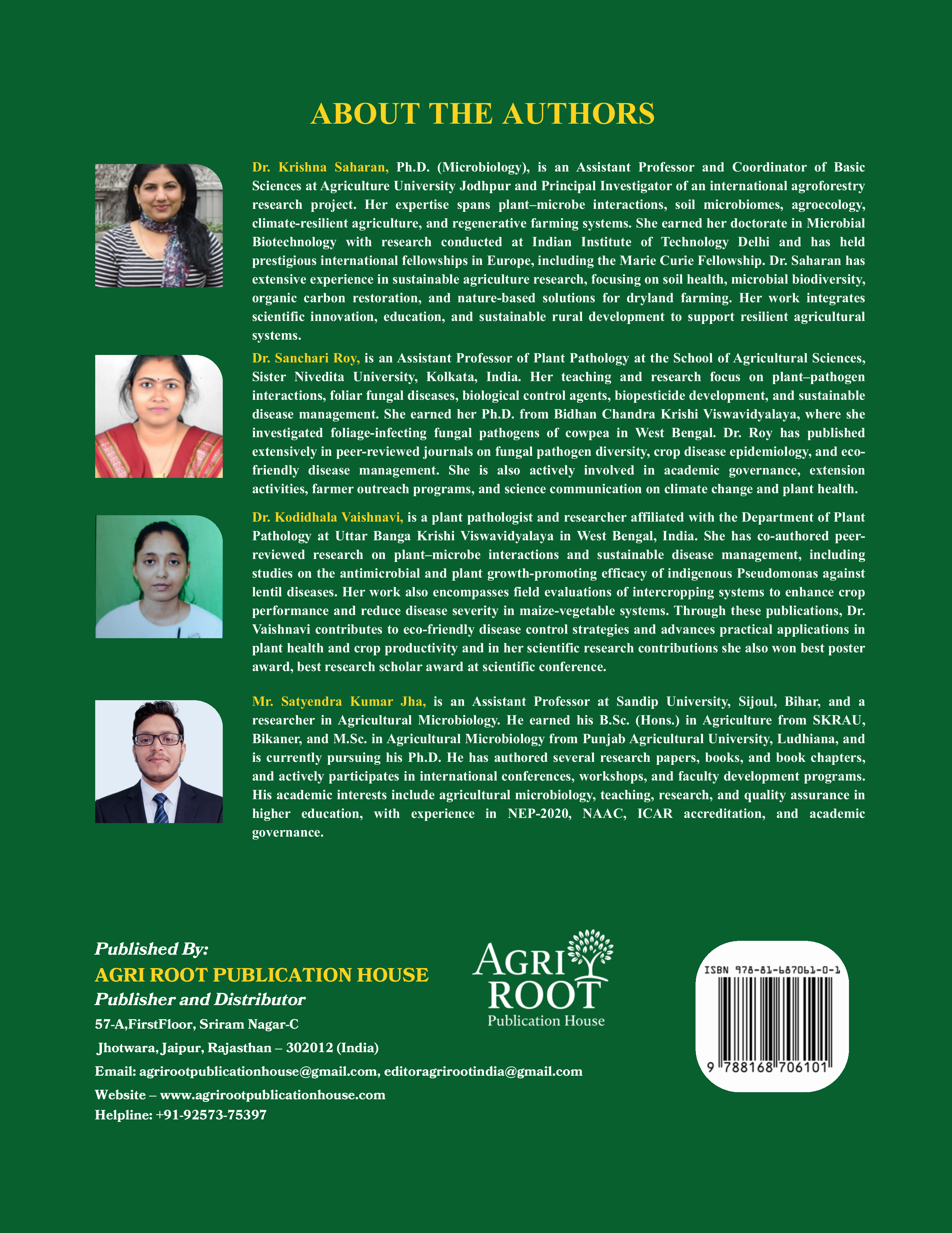 Back cover: Agricultural Microbiology and Phytoremediation1