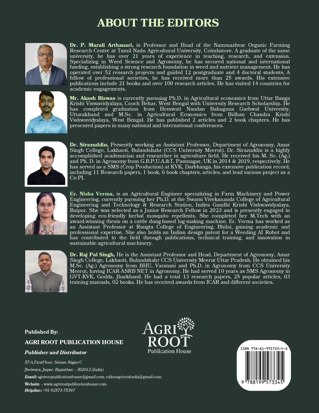 Back cover: Agricultural Science in the Modern World