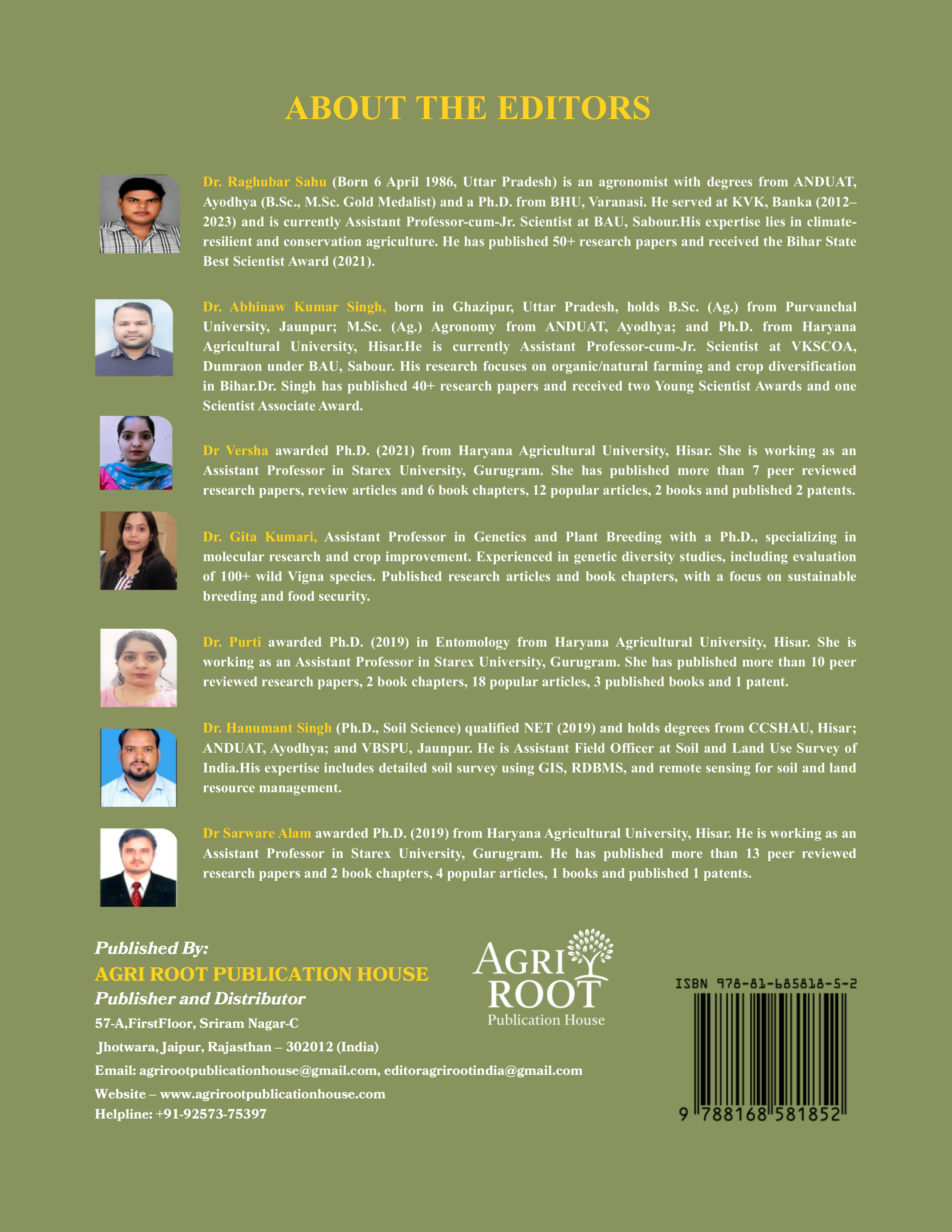 Back cover: Agriculture for the New Generation