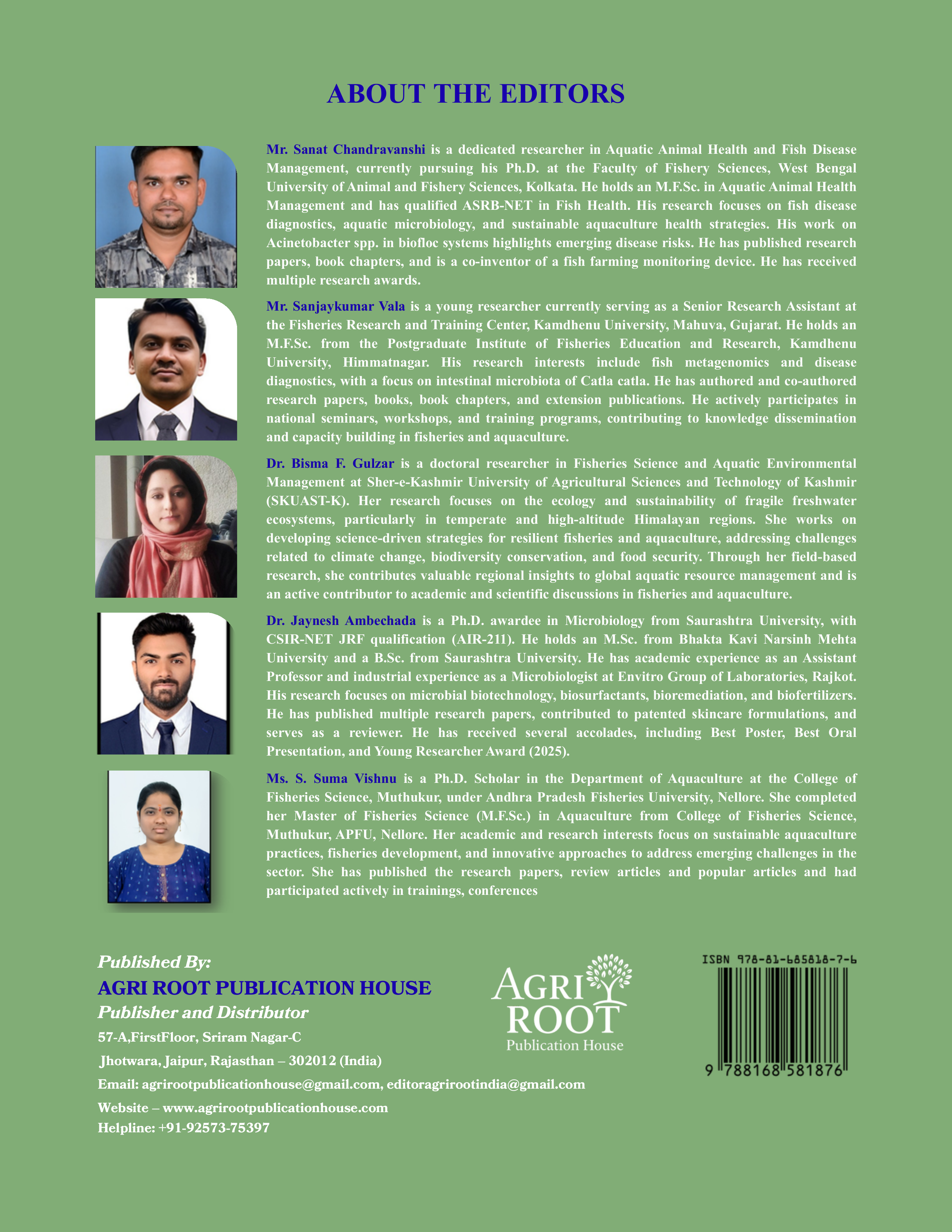 Back cover: Fisheries and Aquaculture: Concepts, Challenges and Opportunities