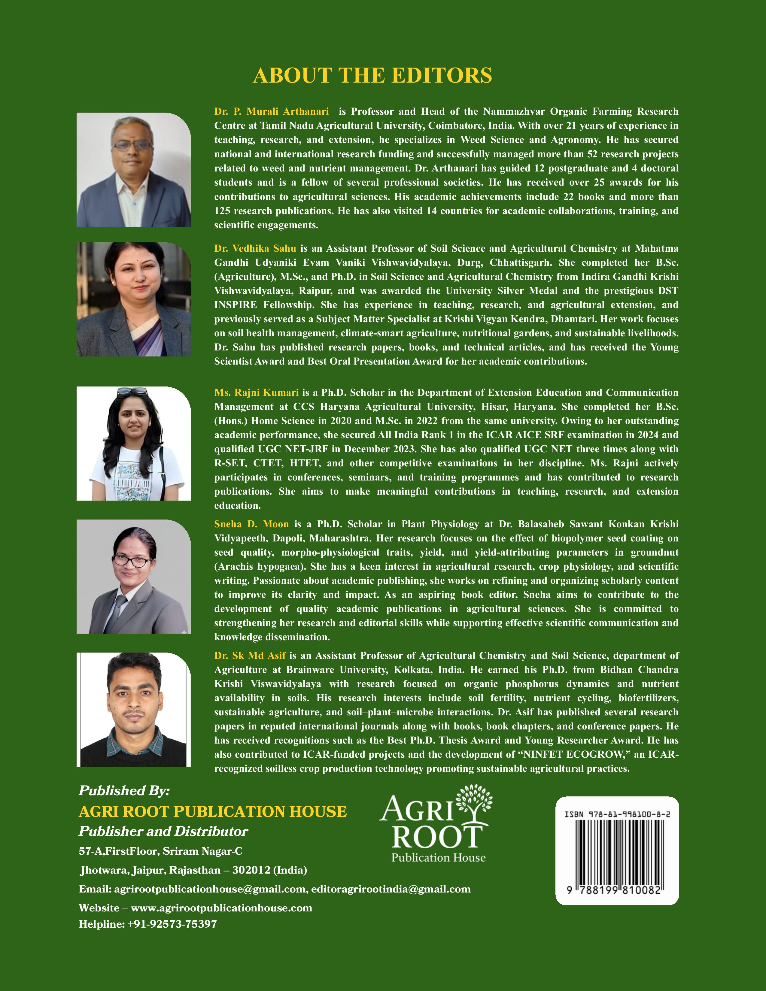 Back cover: Frontiers in Agricultural Research: Emerging Innovations, Technologies, and Sustainable Practices