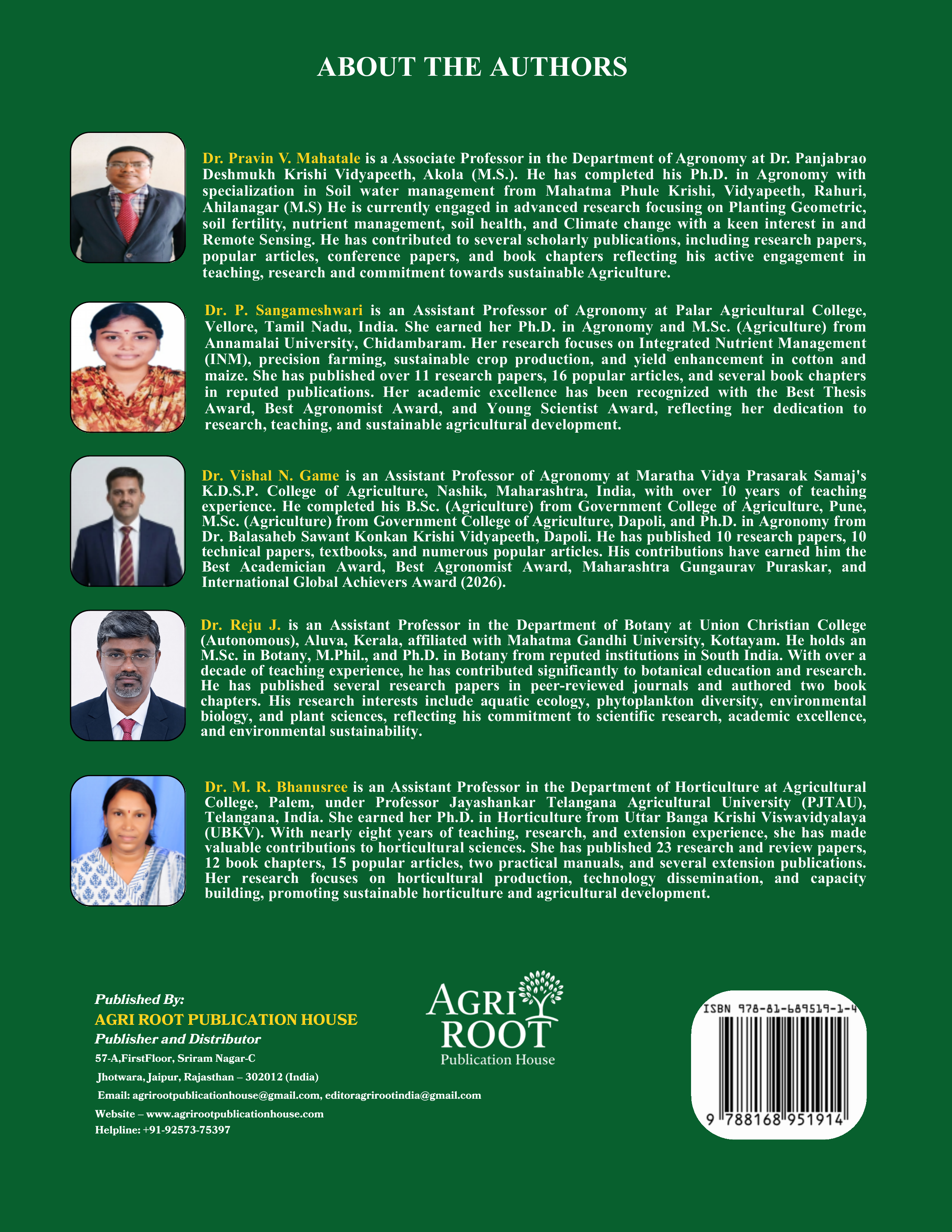 Back cover: Fundamentals of Agronomy