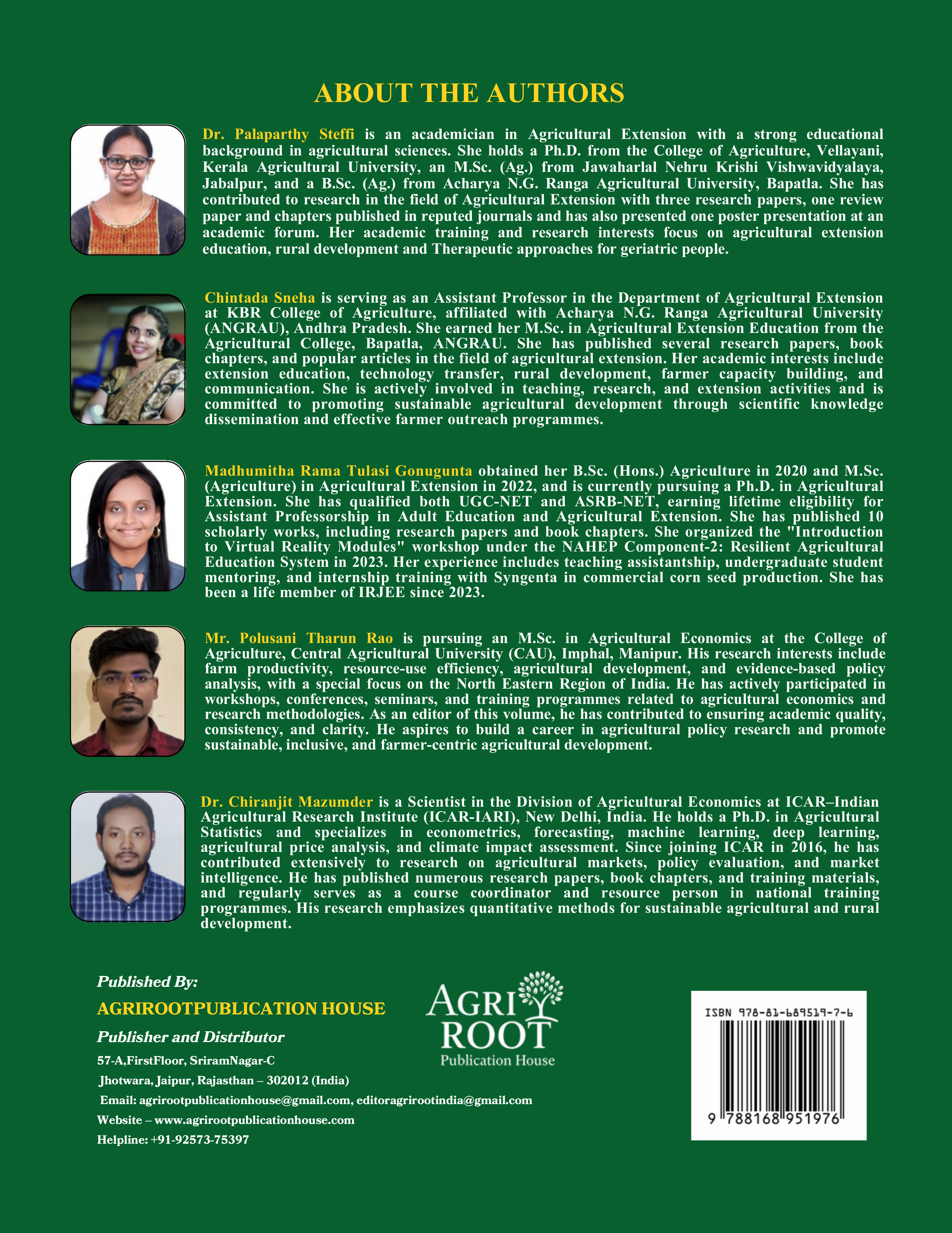 Back cover: Fundamentals of Extension Education (As Per ICAR 6th Deans' Committee Syllabus)