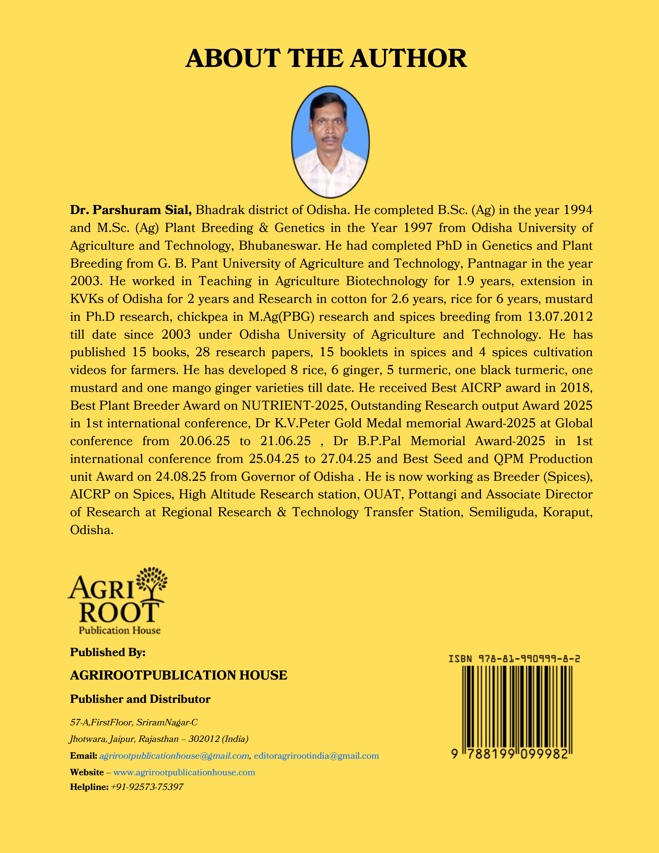 Back cover: Genomic Horizons in Sustainable Plant Breeding