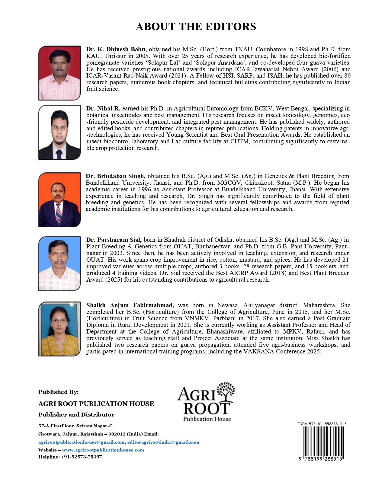 Back cover: Indian Agriculture 2025
