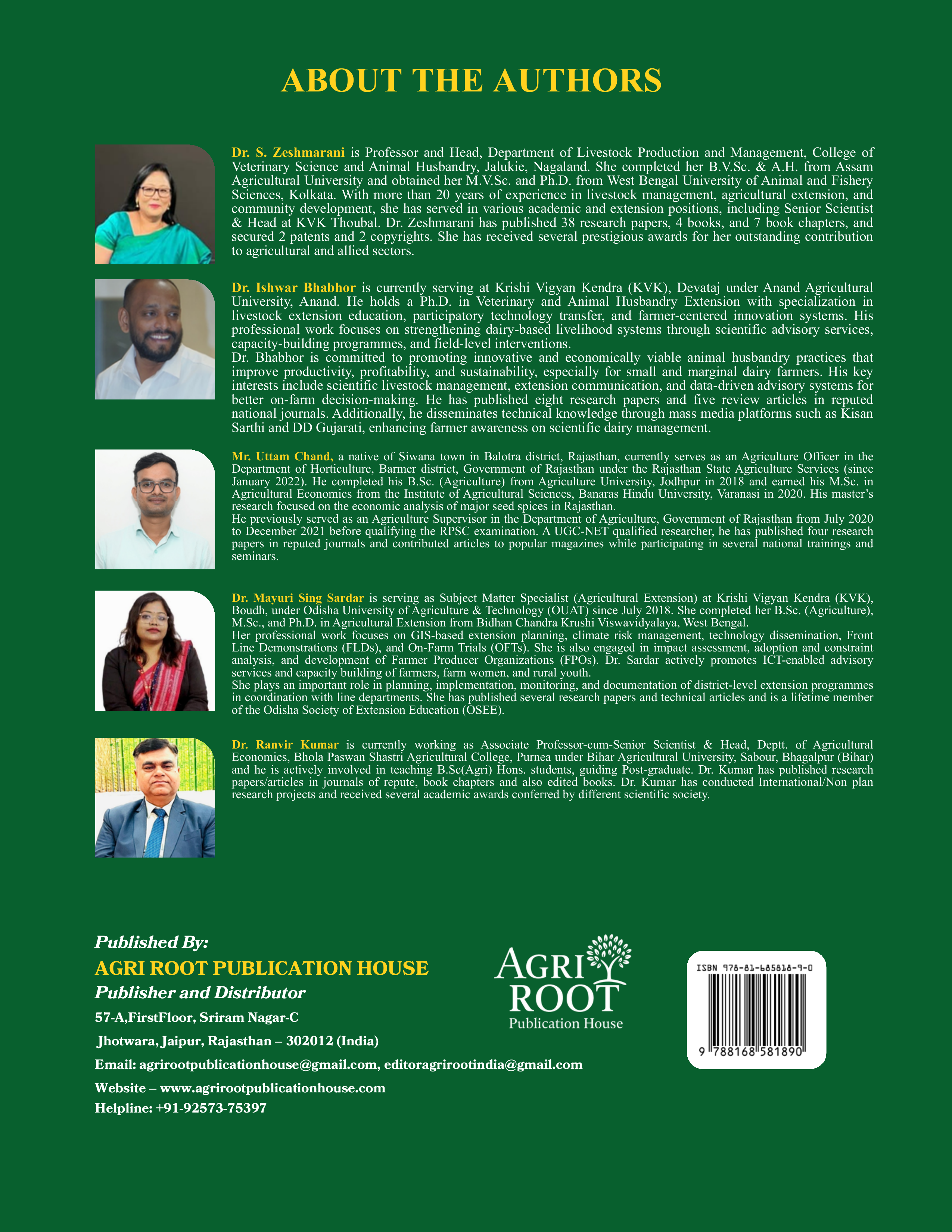 Back cover: Livestock Management, KVK Outreach, and Agri-Economic Empowerment