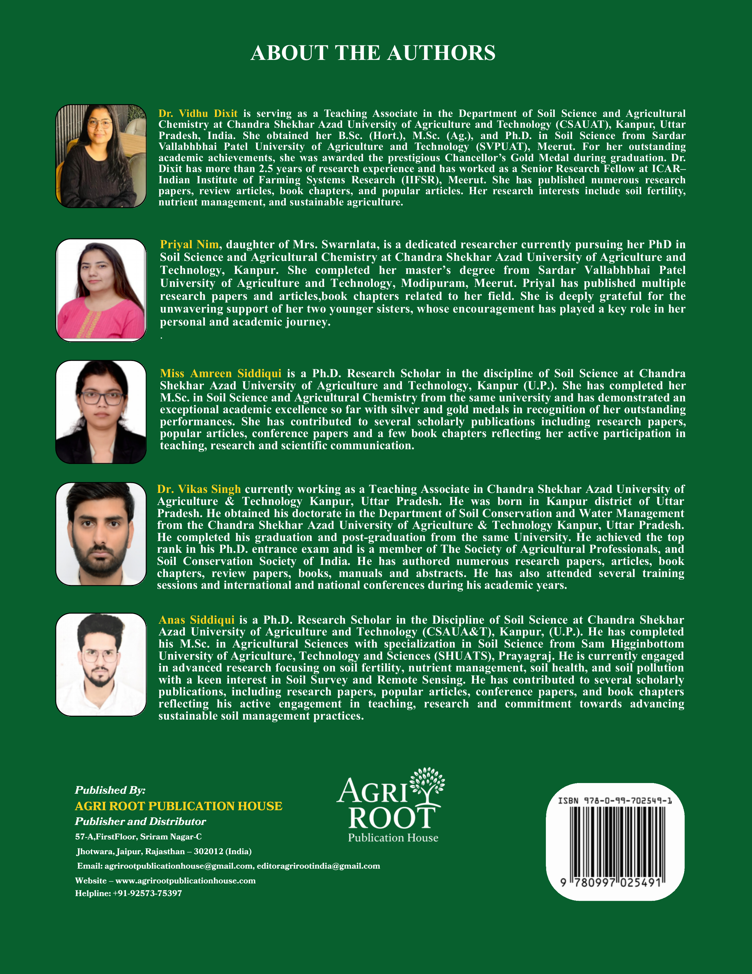 Back cover: Practical Handbook of Soil and Plant Nutrient Analysis with Analytical Instrument Principles