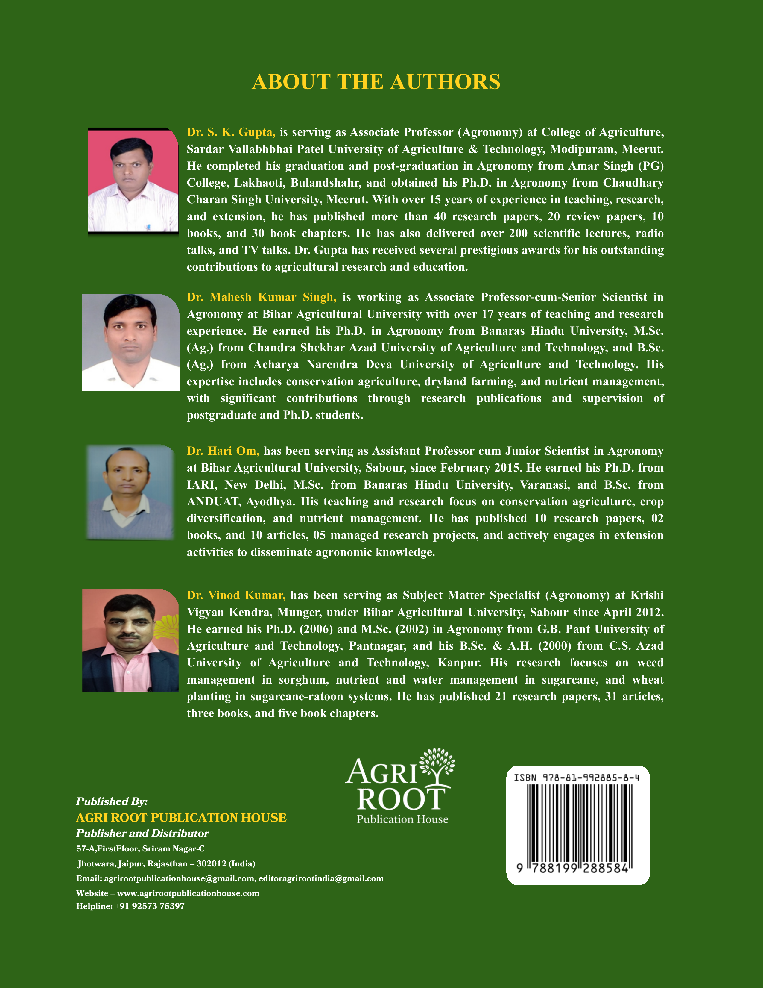 Back cover: Smart Agronomy: Science of Productive and Sustainable Fields