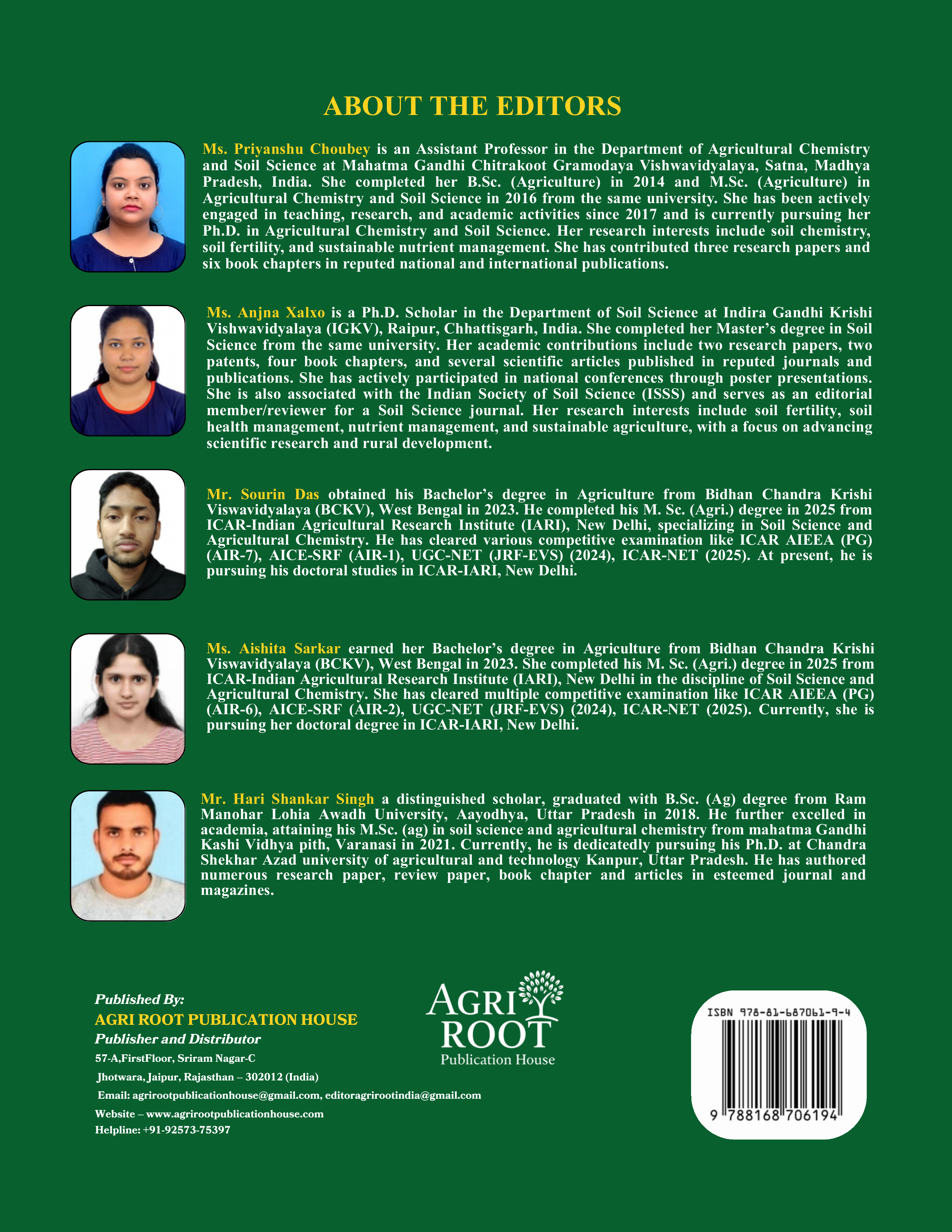Back cover: Soil Science: Properties, Processes and Applications