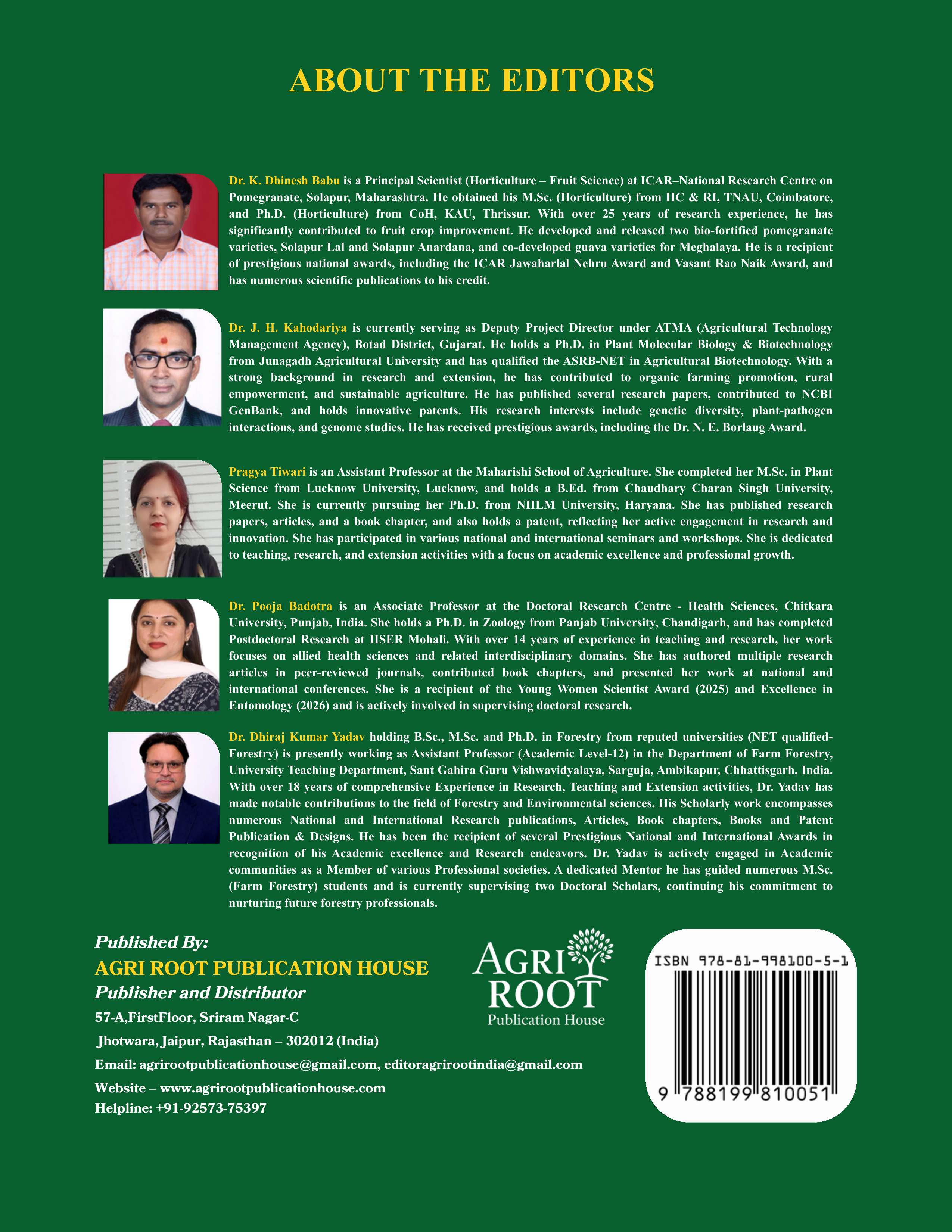 Back cover: Sustainable Agri-Systems and Smart Innovations for Future Farming